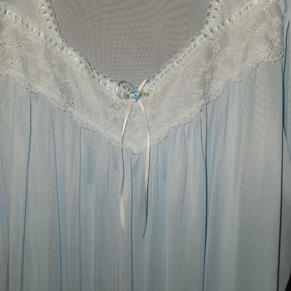 Vintage Fundamentals Nightgown Large Blue Lace Trim. Excellent preowned condit - Picture 3 of 4